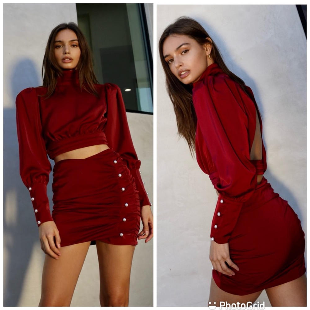 Camila Coelho Kristen Top in Maroon + Ames Mini Skirt New with Tags!